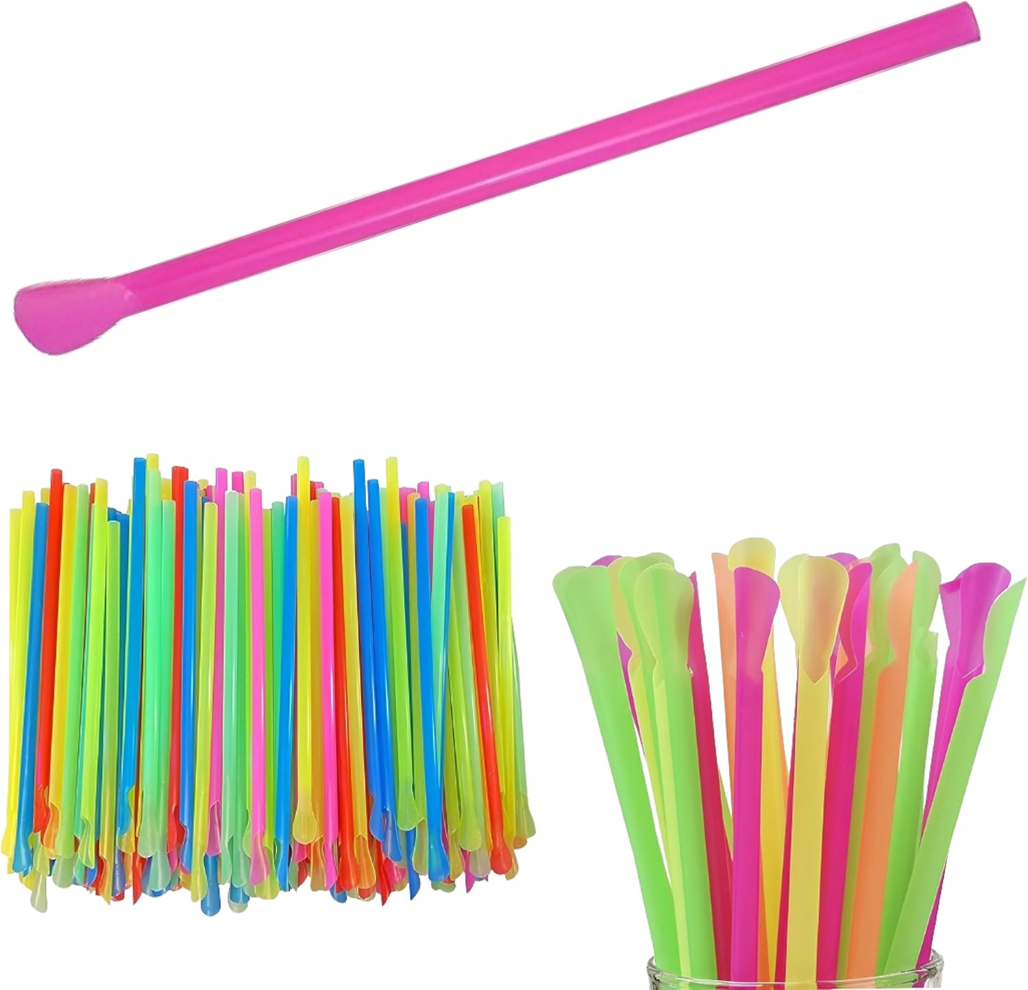Snow cone spoon straws
